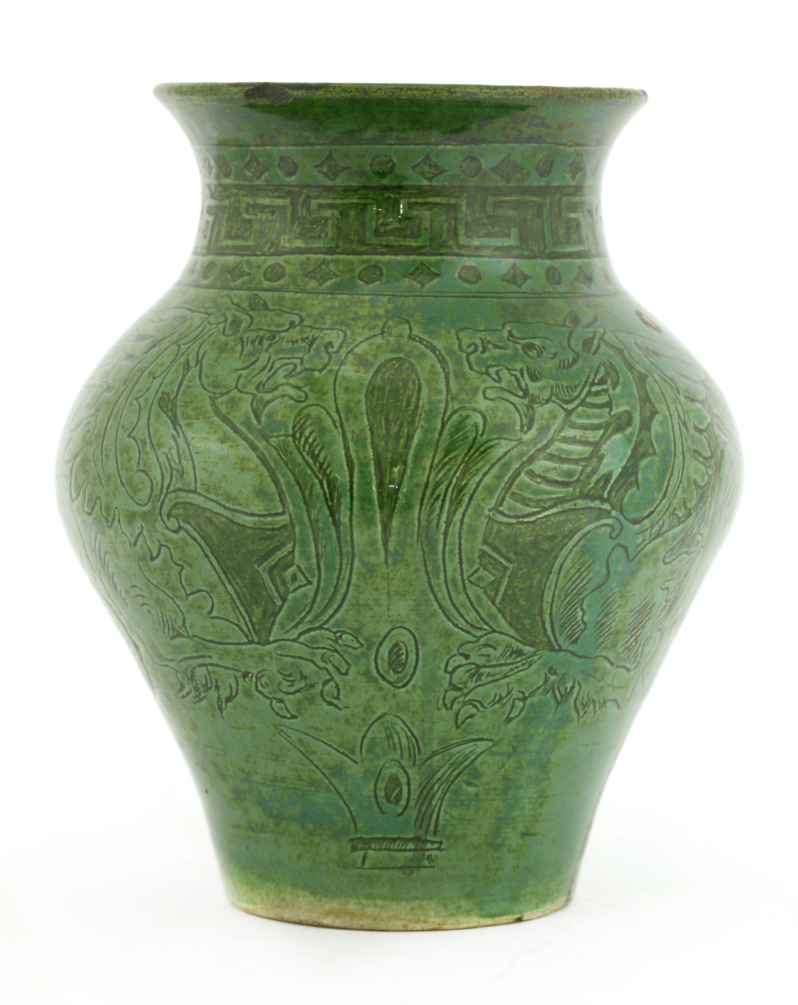 Lot 6 A greenglazed pottery vase,