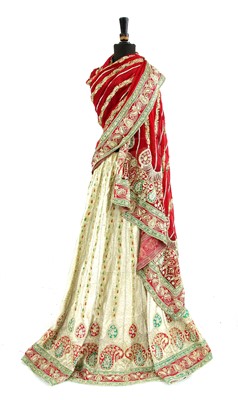 Lot 242 - Two Lehengas with sari's and a Ghagras and Sari