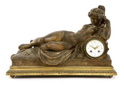 Lot 789 - A large Louis XVI-style terracotta mantel clock