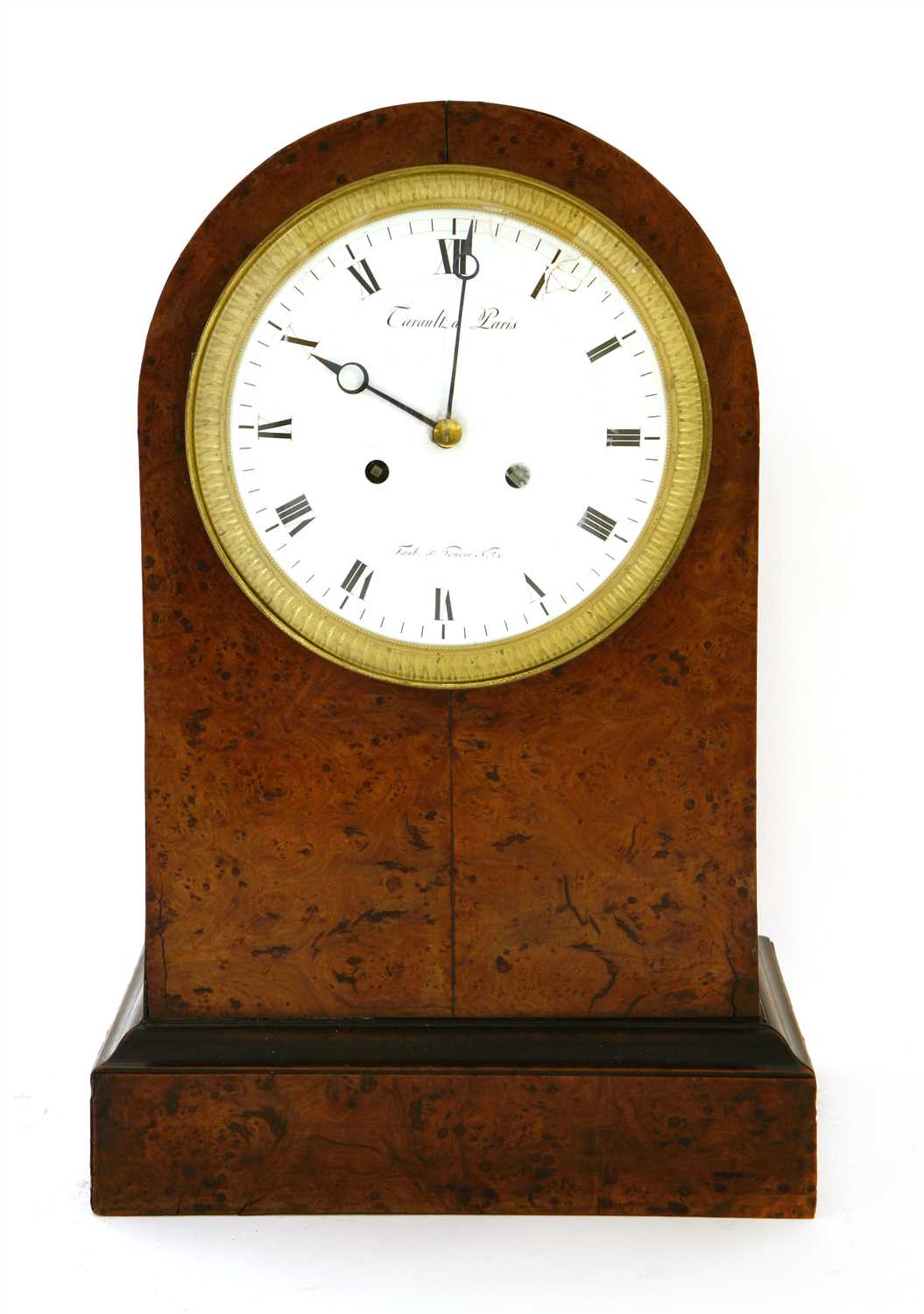 Lot 24 - A French amboyna mantel clock