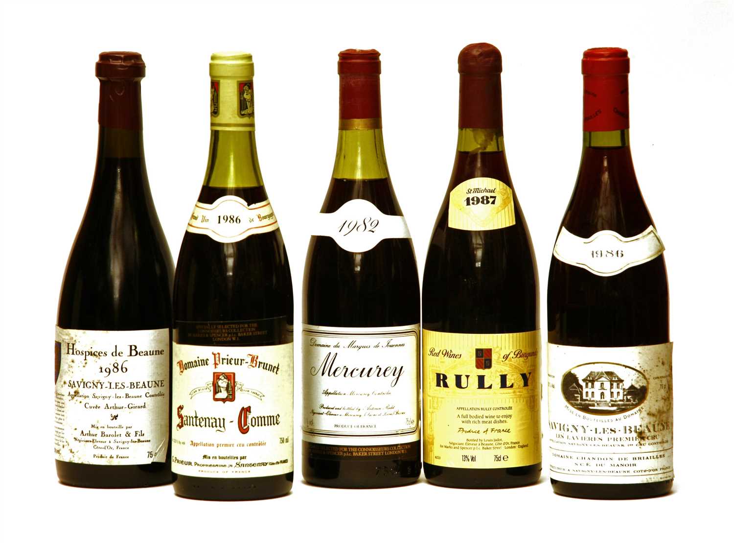 Lot 134 - Assorted Red Burgundy: Hospices de Beaune, 1986, one bottle and four other bottles