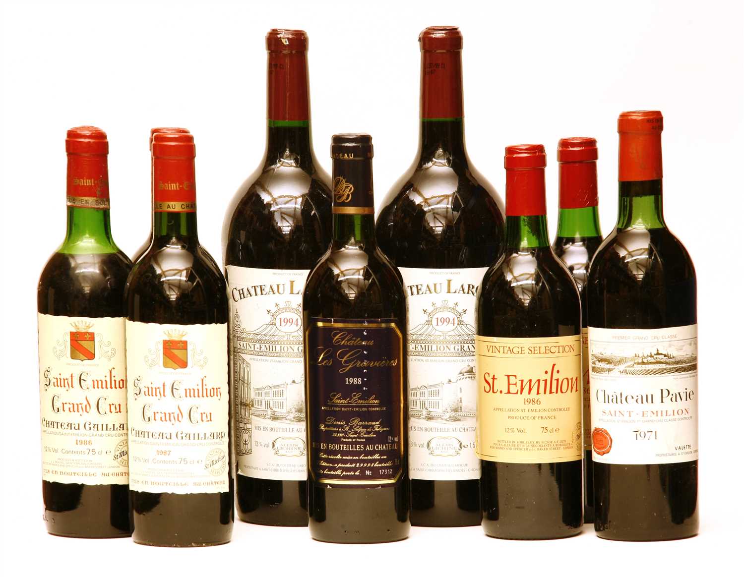Lot 148 - Assorted Saint-Émilion: Ch Pavie, 1971, one bottle; plus others, 7 bottles and 2 magnums in total