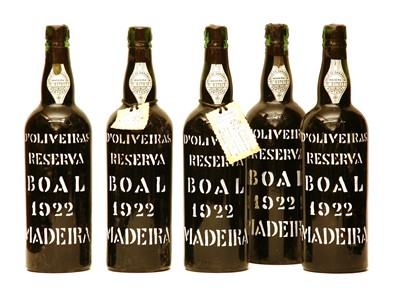 Lot 53 - D'Oliveras Reserva, Boal, Madeira, 1922, five bottles