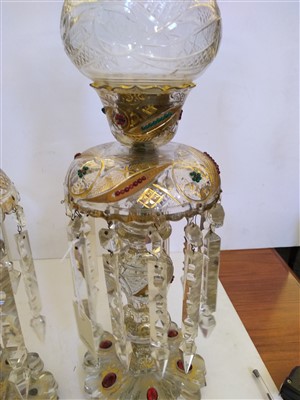 Lot 430 - A pair of Bohemian 'Persian market' glass lustres