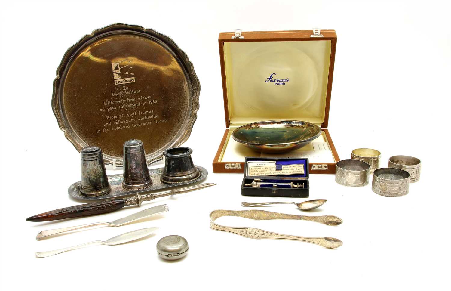Lot 137 - An assortment of silver and plated items