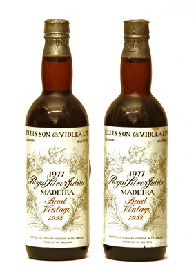 Lot 56 - Ellis Son & Vidler Ltd, Madeira, Bual Vintage 1952, bottled 1977 for Silver Jubilee, two bottles