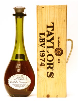 Lot 74 - Miscellaneous to include: Taylor's, 1974, one bottle and Princes de Cognac, one 1.4 litre bottle