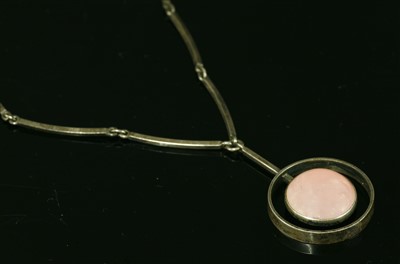 Lot 65 - A Danish sterling silver rose quartz necklace, c.1960