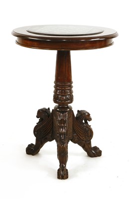 Lot 212 - A carved walnut chess table
