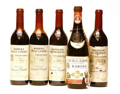 Lot 317 - Assorted Italian Wine: Antichi Poderi dei Marchesi di Barolo, 1968, Giacosa Fratelli, 1978 and 1979