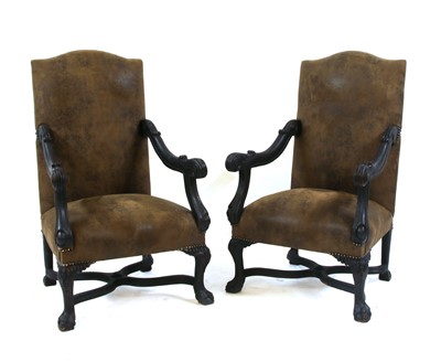 Lot 615A - A pair of Dutch style open armchairs