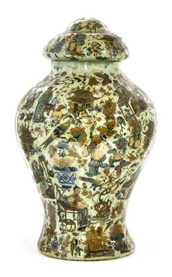 Lot 339 - A decalcomania glass jar and cover