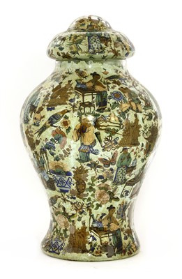 Lot 339 - A decalcomania glass jar and cover