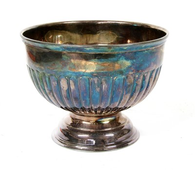 Lot 93 - A silver fluted bowl raised on pedestal foot