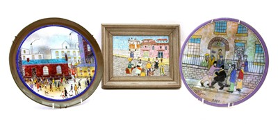 Lot 200 - Two enamelled dishes after Lowry