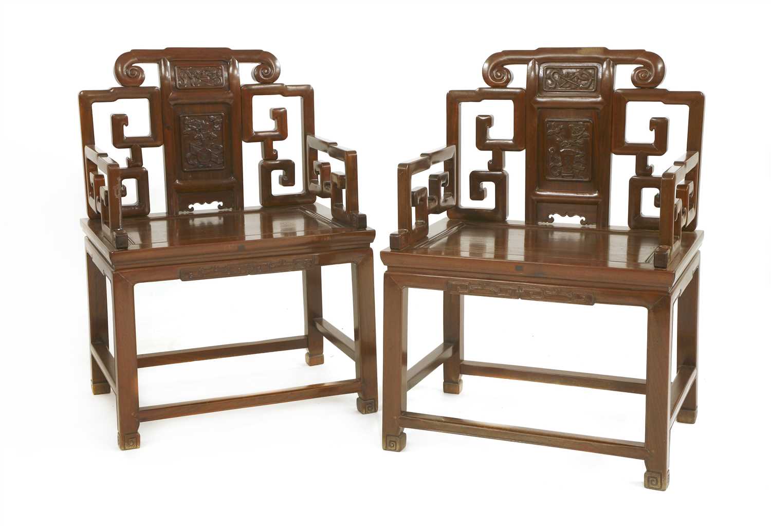 Lot 322 - A pair of Chinese armchairs