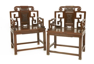 Lot 322 - A pair of Chinese armchairs