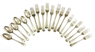 Lot 63 - A set of six George III silver Hanoverian forks