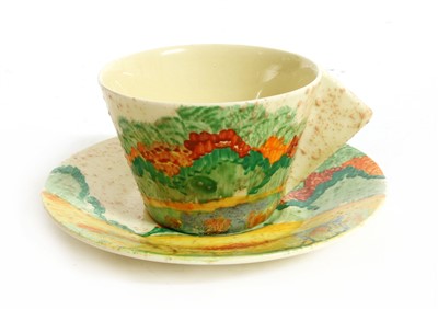 Lot 162 - A Clarice Cliff `Patina' pattern tea cup and saucer