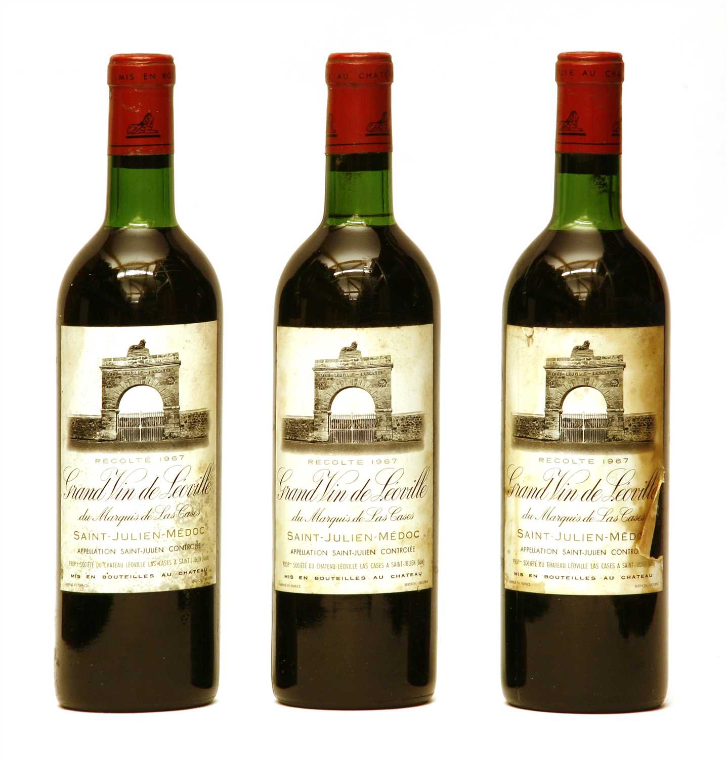 Lot 210 - Grand Vin de Leoville du Marquis de Las Cases, Saint-Julien, 2nd growth, 1967, three bottles
