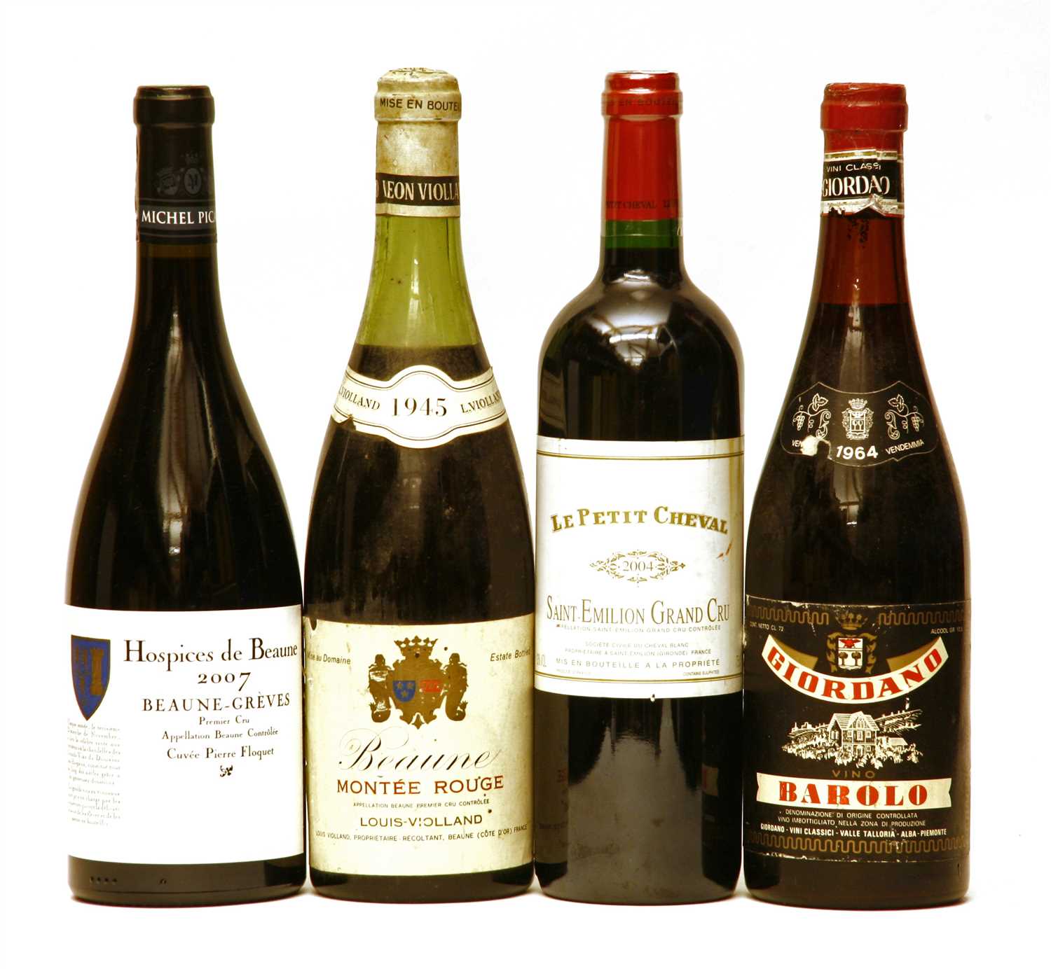 Lot 112 - Assorted Red Wine: Louis Violland, 1945, one bottle; Le Petit Cheval, 2004, one bottle and 2 others