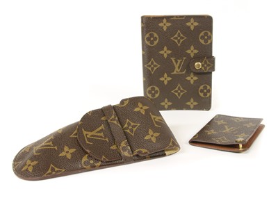 Lot 218 - Louis Vuitton monogrammed accessories to include glasses case, diary case, card case