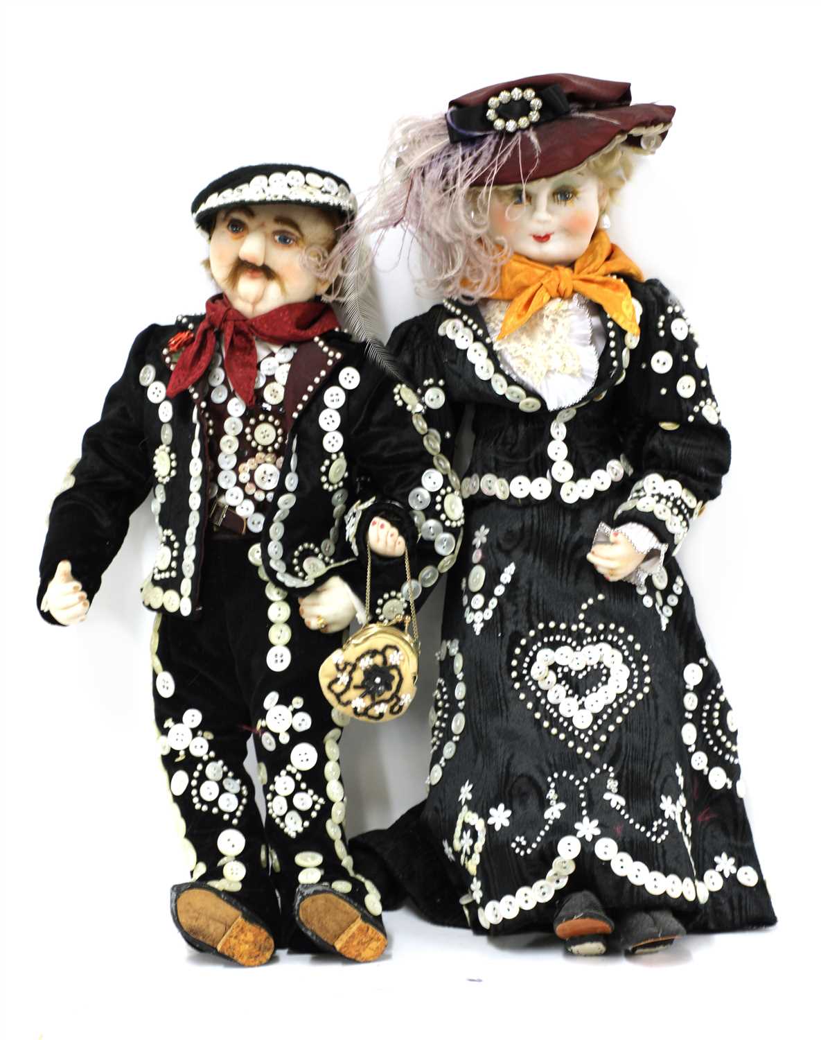 Lot 58 - PEARLY KING AND QUEEN DOLLS