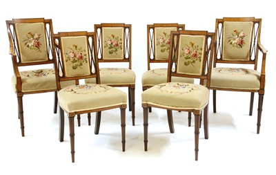 Lot 698 - Set of six Edwardian inlaid dining chairs