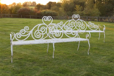 Lot 941 - A pair of wrought iron Scottish-style benches