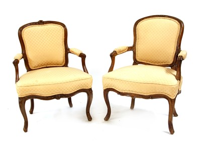 Lot 308 - A pair of 19th century walnut fauteuils