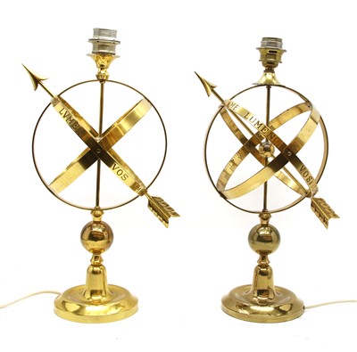 Lot 192 - A pair of brass table lamps