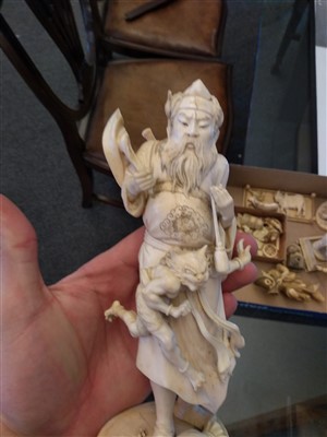Lot 137 - A Japanese ivory okimono carved in the form of a Noh actor
