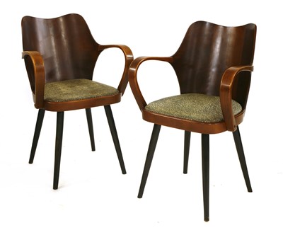 Lot 311 - A pair of stained armchairs