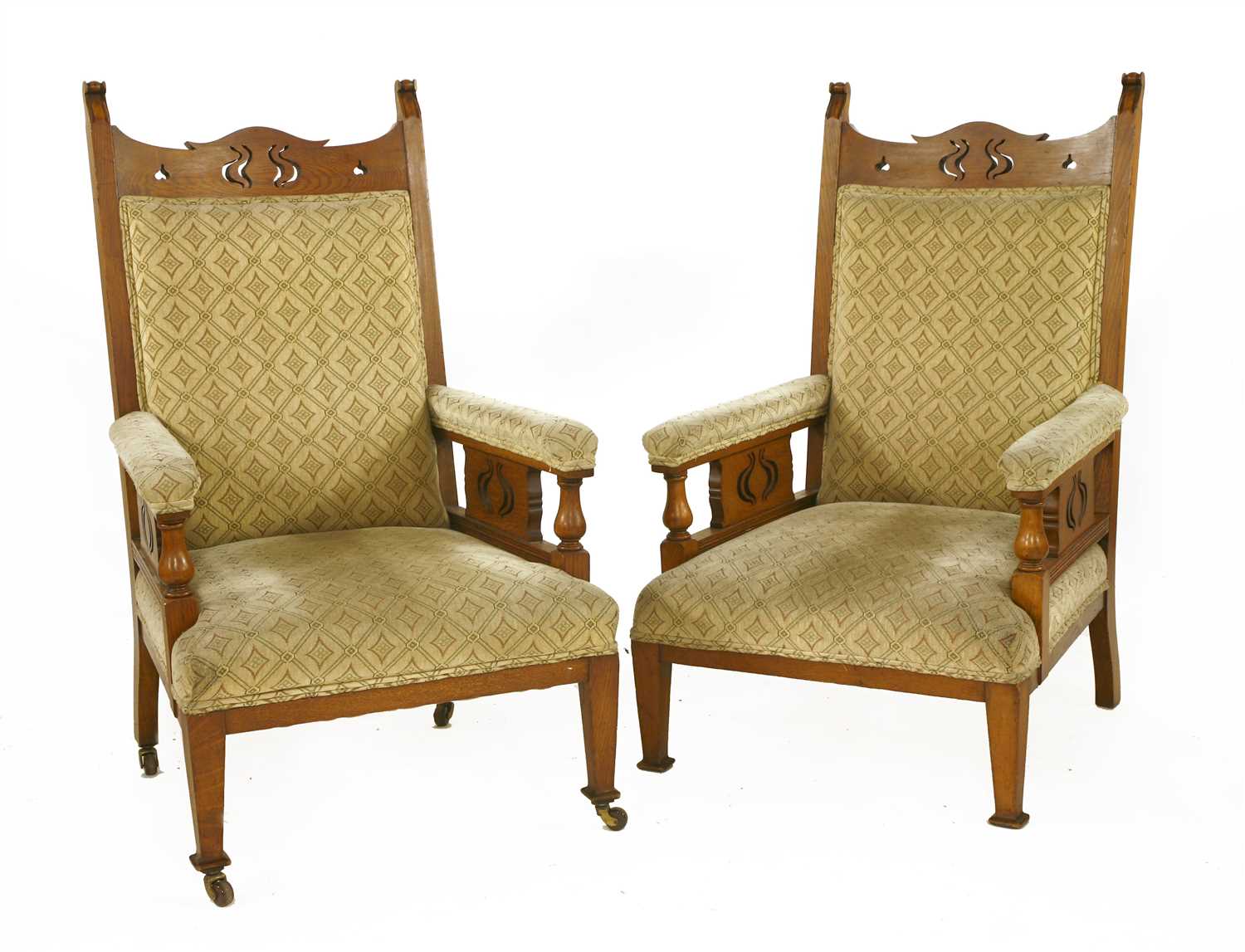 Lot 58 - A pair of Arts and Crafts oak armchairs