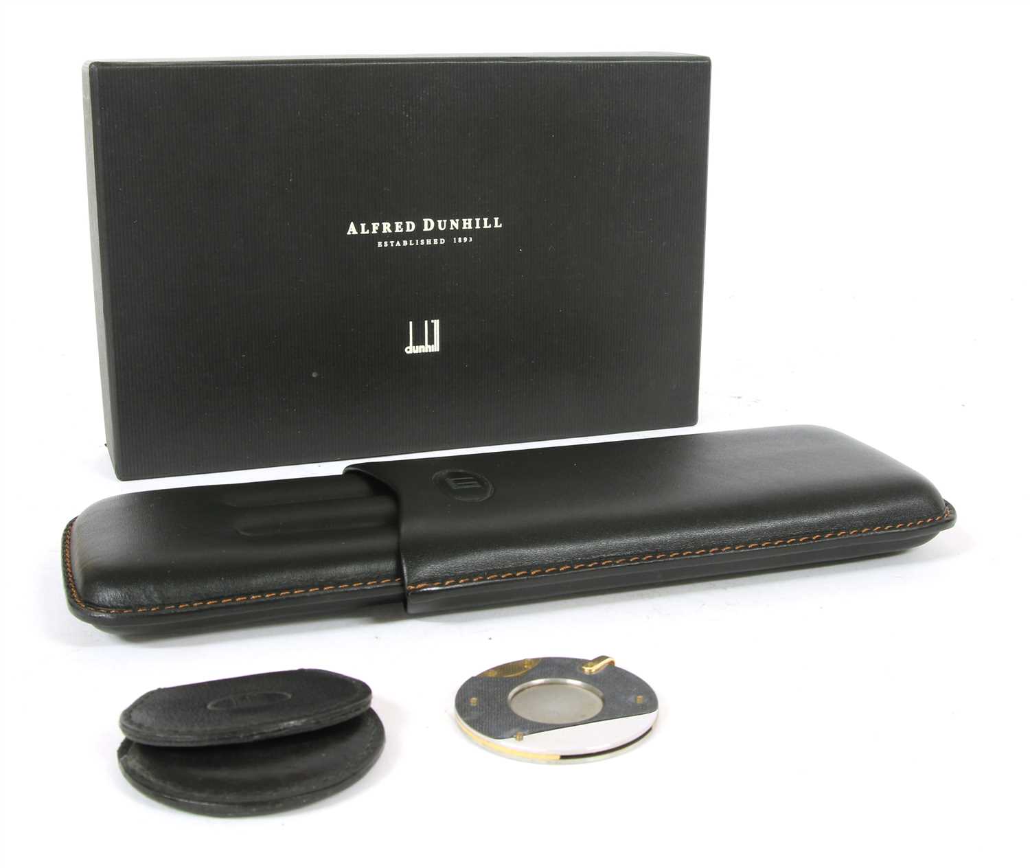 Lot 94 - An Alfred Dunhill black leather three division cigar case