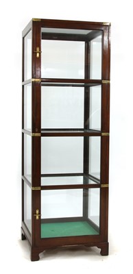 Lot 266 - A campaign design mahogany and brass bound display cabinet