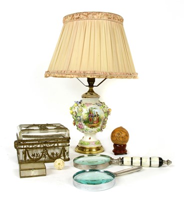 Lot 135 - A Continental porcelain table lamp