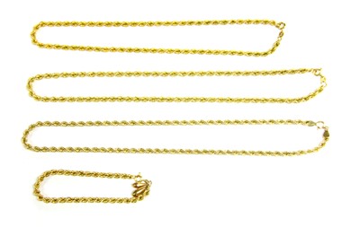 Lot 2 - Three 9ct gold hollow rope necklaces