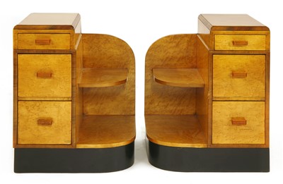 Lot 224 - A pair of Art Deco walnut and bird's-eye maple bedside chests