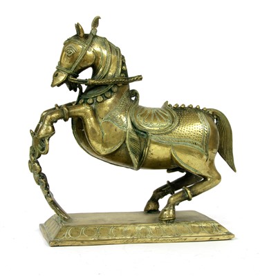 Lot 150 - A 19th century brass model of a Spanish horse raised on its hind legs
