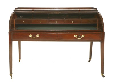 Lot 671A - A George III mahogany tambour roll-top desk