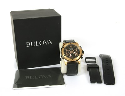 Lot 57 - A gentlemen's gold plated Bulova Marine Star quartz chronograph watch