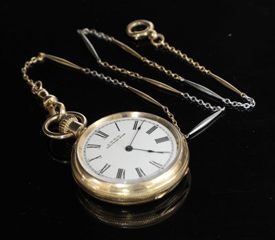 Lot 589 - A rolled gold open-faced fob watch