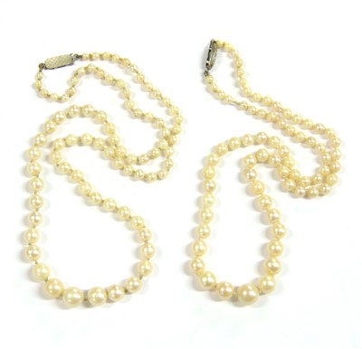 Lot 23 - Two graduated cultured pearl necklaces