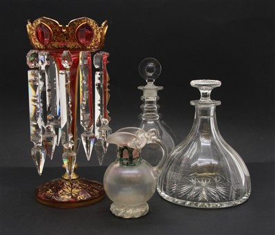Lot 198 - Glassware comprising a Victorian table lustre