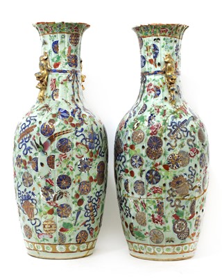 Lot 371 - A pair of Canton famille rose vases