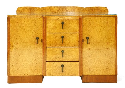 Lot 1686 - An Art Deco burr maple side cabinet