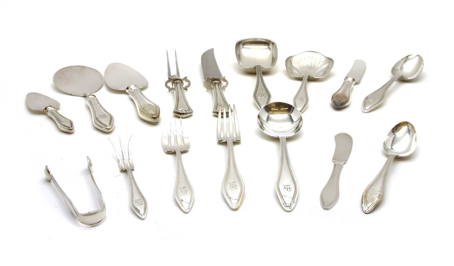 Lot 67 - A sterling silver canteen of cutlery