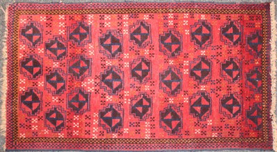 Lot 286A - A Bokhara type rug with rust coloured ground