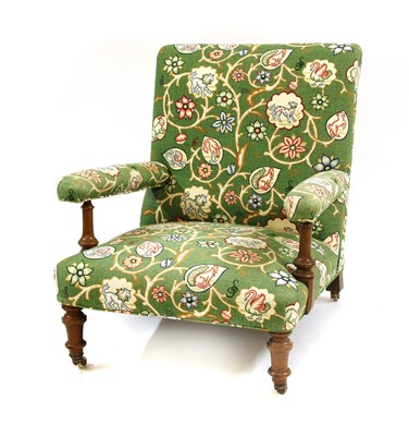 Lot 323 - A 19th century armchair with floral green design